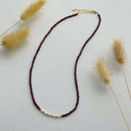 Колье из Граната и Жемчуга 40 см +