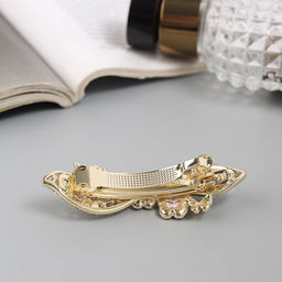 Заколка - автомат для волос «Розмари», бабочка волна, 7 см, золото