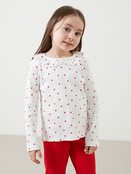 Bisiklet Yaka Bask?l? K?z ?ocuk Bluz ve Tayt Pantolon 2li