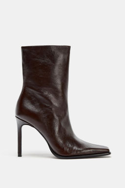 LIMITED EDITION LEATHER ANKLE BOOTS WITH SQUARE TOES - Zara фото 15
