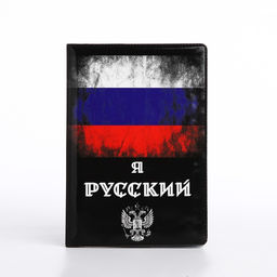 Цена за 2 шт. Обложка для паспорта, чёрная, триколор