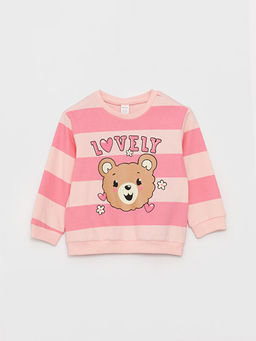 Bisiklet Yaka Bask?l? K?z Bebek Sweatshirt ve Pantolon 2li Tak?m - Waikiki фото 2