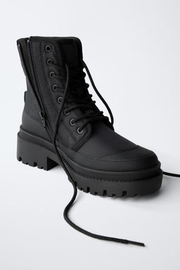 QUILTED LACE-UP ANKLE BOOTS - Zara фото 3