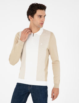 Бежевый зауженный свитер