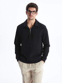 Polo Yaka Uzun Kollu Erkek Sweatshirt