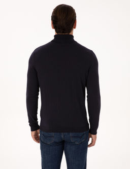 Lacivert Slim Fit Pamuk Kar___ml_ Bal_k__ Yaka Basic Triko Kazak - Cacharel фото 5