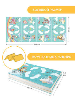 VAL KTR-M614-F Коврик дет гимнастич Топоножка, 60*144 см, 4 блока, цвет мятн., ПУТЕШАСТИКИ, шт