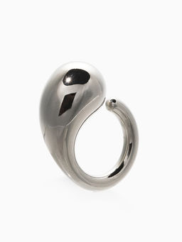 Кольцо крупное «Капля Бо», размер 17, пластик, цвет серебро
