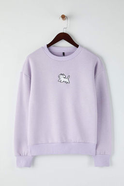 Teen Lila Kopek Nak?sl? Regular/Normal Kal?p Kal?n Ici Polarl? Orme Sweatshirt TWOAW26SW00185