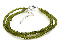 Браслет из циркона 3 нити шарик гр.3мм цв.оливковый, 19см