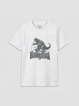 Bisiklet Yaka Dinozor Bask?l? Erkek ?ocuk Ti??rt