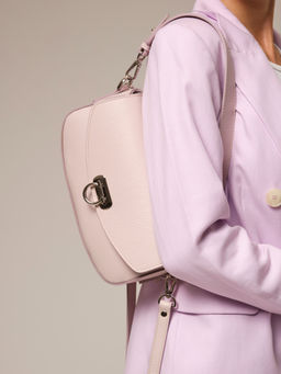 Сумка кожаная багет Azaro 31049 розовый дым