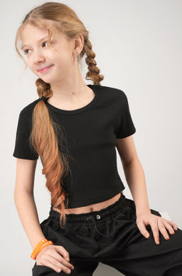 Укороченная футболка в рубчик для девочки Happyfox фото 5