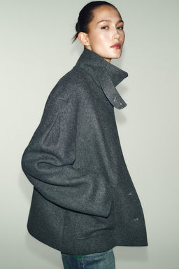 CROPPED WOOL COAT WITH HIGH NECK - Zara фото 5