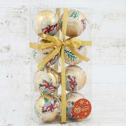 Ёлочные игрушки Дед Мороз на автомобиле, шары новогодние, d=6 см, набор 8 шт., золото - Зимнее волшебство фото 2