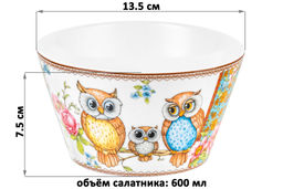 Набор 2 салатников 600 мл 13*13*7,5 см Совушки NEW BONE CHINA - Elan gallery фото 2