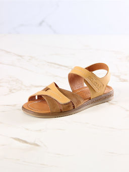 Босоножки 1043.26047br.Тыква лион+светло коричневая замша