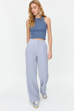 TRENDYOLMILLA Lacivert Wide Leg/Genis Paca Dokuma Kumas Pantolon TWOAW22PL0139