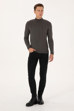 Erkek Slim Fit Yar_m Bal_k__ Yaka Gri Kazak - U.s. polo assn фото 4