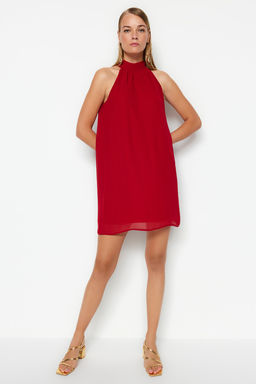 TRENDYOLMILLA Murdum Duz Kesim Halter Yaka Mini Sifon Astarl? Dokuma Elbise TWOSS23EL01059  фото 23