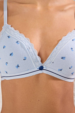 Trendyolmilla Mavi Cicekli Dantel ve Lastik Detayl? Pointel Kapl? Orme Ic Camas?r? Tak?m? THMSS25CC00031 фото 3