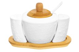 Набор - сахарница 300 мл 16*10*11 см Снежинки +солонка+перечница на дер.подставке - Elan gallery фото 2