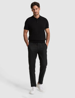 Siyah Slim Fit %100 Pamuk D__meli Polo Yaka Triko Ti__rt
