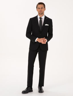 Siyah Slim Fit Tak_m Elbise