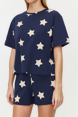 Trendyolmilla Cok Renkli %100 Pamuklu Y?ld?z Desenli Sortlu Orme Pijama Tak?m? THMSS22PT0501  фото 28