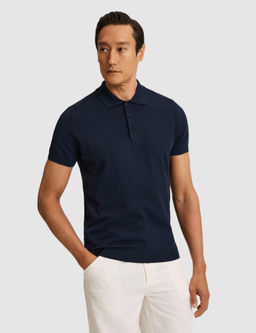 Lacivert Slim Fit Polo Yaka Saf Pamuk Triko T-shirt