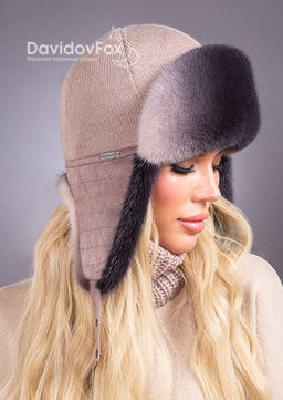 Ушанка норка трикотаж зефир - Davidovfox фото 3
