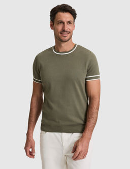 Haki Slim Fit %100 Pamuk Bisiklet Yaka Triko Ti__rt