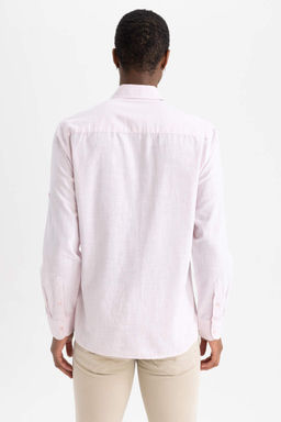 Рубашка приталенного кроя с длинным рукавом из льна - Defacto фото 7