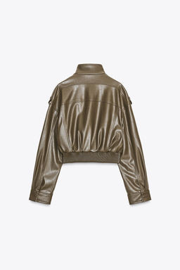 FAUX LEATHER CROP JACKET