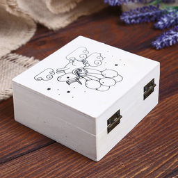 Цена за 5 шт. Шкатулка для росписи дерево «Единорожка среди облачков», заготовка, 5×10×10 см