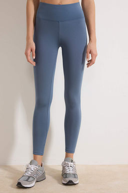 Donuk Mavi Genis Bel Lastikli Ekstra Toparlay?c? Tam Boy Orme Spor Tayt TWOAW21TA0029