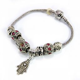 Браслет Пандора Розовый фианит и микс символы