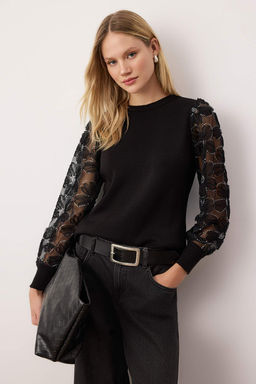 Ekru Tul Garnili Kol Detayl? Triko Kazak TWOAW26KZ00164 - Trendyolmilla фото 5