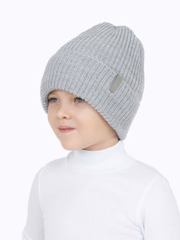 Шапка вязаная светло-серая (56-58)