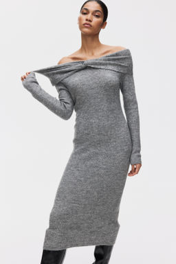 Vestido off-the-shoulder en punto fino - H&m фото 6