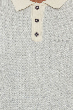 TRENDYOL MAN Lacivert Casual Regular Polo Yaka Dokulu Triko Kazak TMNAW25KZ00007 - Trendyolmilla фото 3