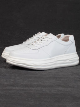 05-PDD181-1 WHITE Кроссовки женские (натуральная кожа)