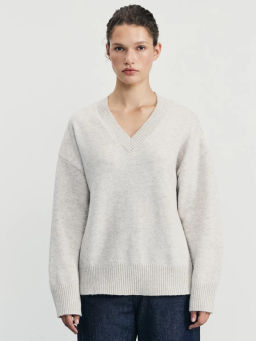 Джемпер с V-образным вырезом с добавлением шерсти / Zarina фото 3