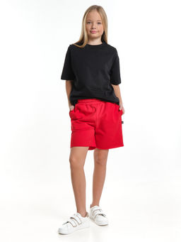 Шорты для спорта для девочки свободные отрезные 22-7677 красный - Mini maxi фото 6