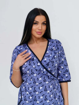 Халат женский, цвет голубой белый синий