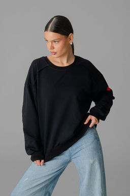 Арт. 15125 Свитшот женский Матрешка оверсайз 44-50 (4 шт) Цвет:черный - Калинка фото 20