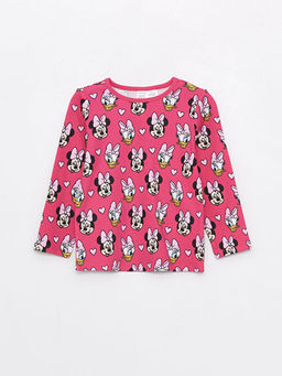 Bisiklet Yaka Minnie Mouse Bask?l? K?z ?ocuk Pijama ?st
