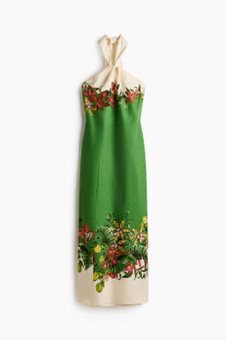 Vestido halter en mezcla de lino