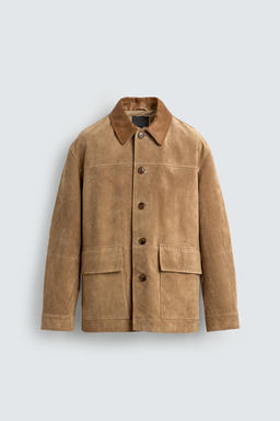 CHAQUETA PIEL SERRAJE CUELLO COMBINADO / Tostado - Zara фото 7