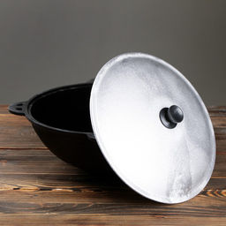 Казан Шафран, 8 л, круглое дно, алюминиевая крышка, чугун